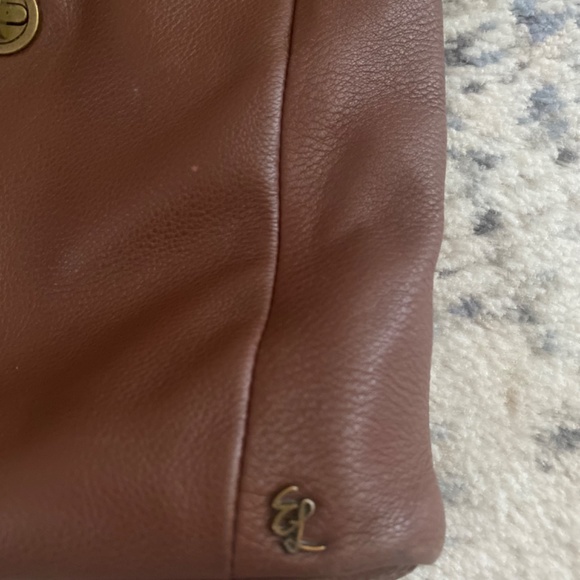 ELLIOTT LUCCA Purse Brown Leather Zip Lined Front/Rear Pocket Crossbody HandBag - Picture 6 of 11